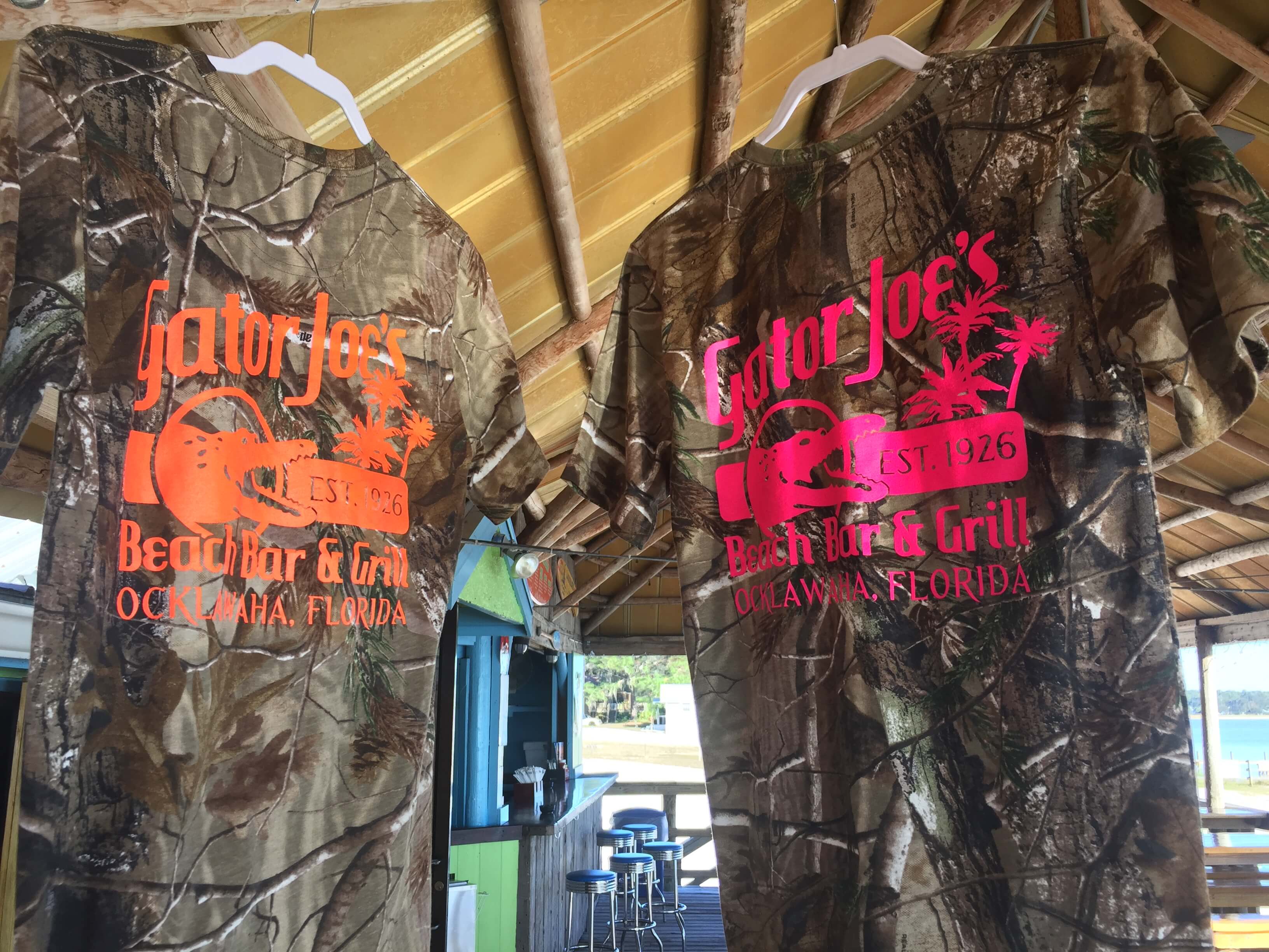 Camo Tee Gator Joe S Beach Bar Grill Ocklawaha Florida Restaurant Camo Tee